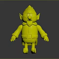3D Elf Character With Green Hat Pointed Ears Orange Beard White Cuffs And Yellow Pants