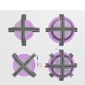 Four Modern Gray Round Wall Decor Pieces Featuring Cross Line Design