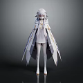 Elegant Fantasy Anime Character With White Long Hair Detailed Cloak And Stylish Outfit