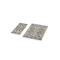 Square Area Rug With Geometric Diamond Patterns And Fringed Edges In Neutral Tones