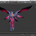Fantasy Game and Movie Character with Pink Red Wings Blonde Hair and Ornate Outfit