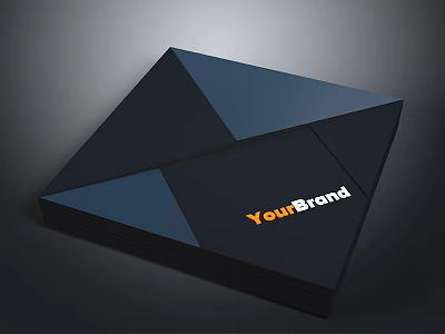 YourBrand Sleek Packaging Box With Geometric Design In Black And Blue 3d model