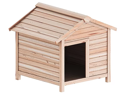 Wooden Pet Cage With House Shaped Design And Sloped Roof For Small Pets 3d model