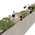 Beautiful Flowers And Plants In White Rectangular Planter With Green Foliage And Dried Grasses
