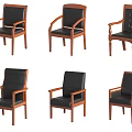 Different Design Office Chairs With Leather Seats Wooden Armrests And Backrests