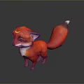 3D Red Fox Model With Yellow Moon Mark On Forehead And Fluffy Tail
