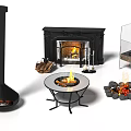 Different Fireplace Types Traditional Hanging Tabletop and Glass Screen with Flames and Firewood