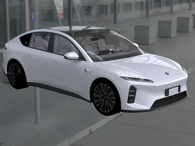 White Modern Electric Car Exterior Design With Sleek Body And Urban Building Background 3d model