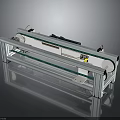 Mechanical Industrial Conveyor System With White Frame Green Belt And Yellow Control Components