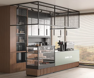 Modern Cafe Coffee Bar Coffee Machine Bakery Display Cabinet Workbench Milk Tea Shop Operation Desk Cashier 3d model