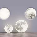 Modern Moon Shaped Floor Lamps Featuring Different Lunar Phase Designs 3d model