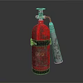 Vintage Red Metal Fire Extinguisher As Essential Fire Safety Equipment With Nozzle And Strap