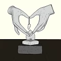 Black Hand Shaped Heart Design Decorative Ornament Set With Pendant And Base For Indoor