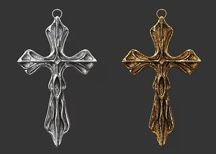 Cross Pendant Cross Jewelry Gold Pendant Jewelry Creative Pendant Personality Necklace Silver Pendant Cross Pendant Cross Jewelry Yellow 3d model