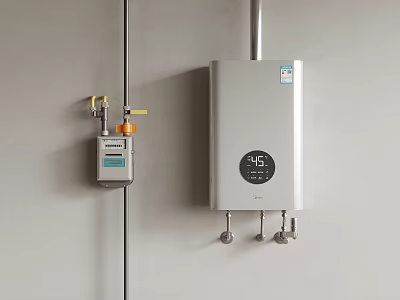 White Wall Mounted Gas Water Heater With Digital Temperature Display For Home Daily Use 3d model
