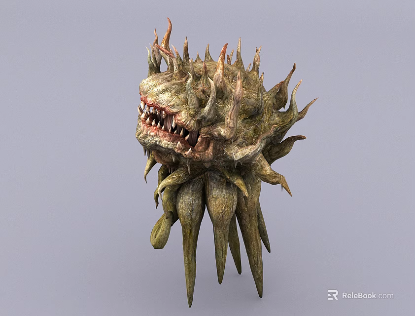 Fierce Spiky Game Movie Character With Sharp Teeth And Monstrous Appearance 3d model 