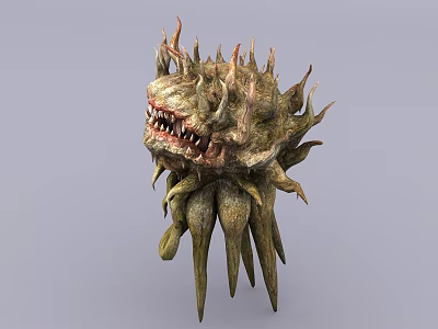 Fierce Spiky Game Movie Character With Sharp Teeth And Monstrous Appearance 3d model