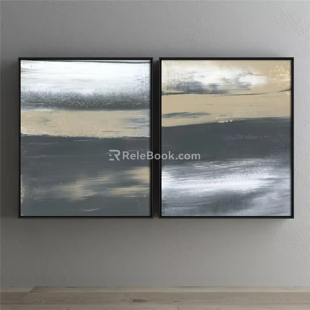 Modern abstract painting simple 3d model