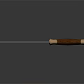 Reflective Weapon Knife With Silver Blade Wooden Handle And Gold Decorative Trim