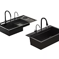 Black Granite Composite Kitchen Sinks Double Bowl With Drainboard And Single Bowl Design