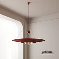 Red Disc Shade Pendant Light with Hanging Design in Modern Interior 3d model