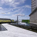 Modern Garden Landscape With Green Plants Stone Pathway And Architectural Entrance