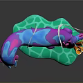 Colorful Low Poly Dragon Figure With Green Base And Orange Coral Decorations
