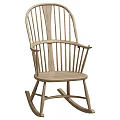 Wooden Leisure Chair In Classic Style With Rocking Base And Natural Finish