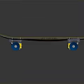 Everyday Use Stylish Blue Skateboard With Yellow Edge Blue Wheels Round Logo