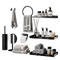 Essential Bathroom Accessories Including Towels Towel Rack Diffusers Toiletries Tray And Mirror