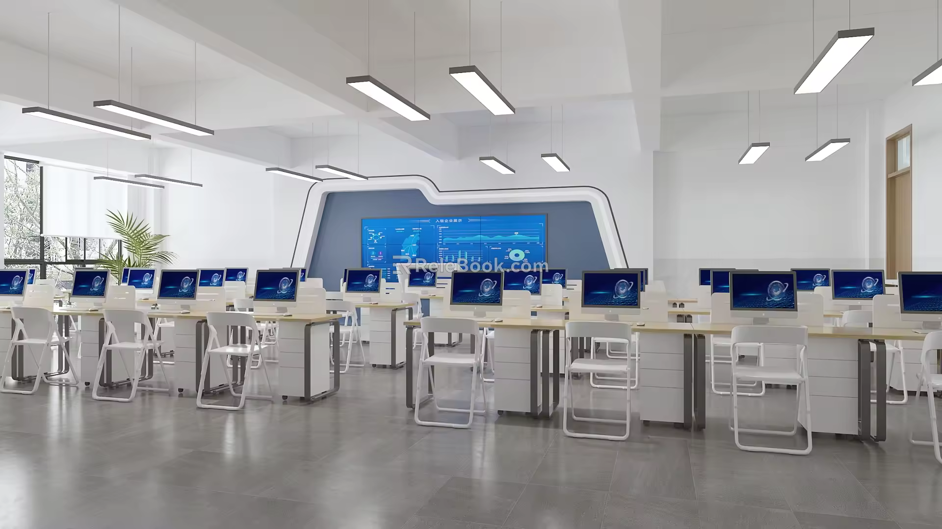 Computer classroom school multimedia classroom multi-function hall 3d model