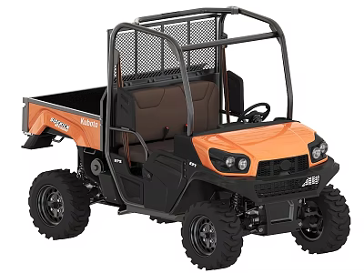 Kubota Orange And Black UTV With Open Cab Cargo Bed And Off Road Tires 3d model