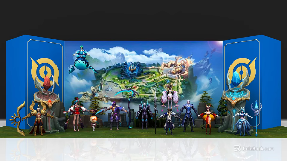 Vibrant Fantasy Game Characters In Magical Landscape With Detailed Scenery Design 3d model 