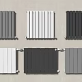 Modern Radiators in Various Colors with Vertical Slat Design Displayed on White Wall Background for Home Heating
