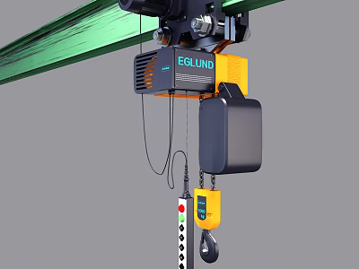 EGLUND Industrial Electric Hoist With Yellow Black Design And Remote Control 3d model
