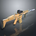 Tactical Assault Rifle with Golden Brown Finish Mounted Scope Metal Components and Detachable Magazine