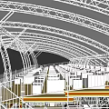 Stadium Steel Structure Framework With Multi Level Platforms And Arched Roof 3d model