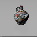 Colorful Hand Painted Vase Decorated With Vibrant Floral Patterns And Lush Green Leaves