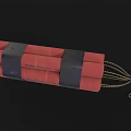 Red Dynamite Bundle as Explosive Weapon Bound with Black Tape and Detonation Fuse 3d model