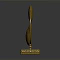 Golden Scarab Sculpture with Wings and Sphere on Decorative Base