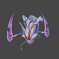 White Fox Game Movie Character With Red Accents Multiple Tails And Purple Pink Bow Flying