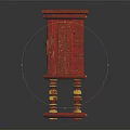 Red Console Sideboard Cabinet With Gold Accents And Ornate Carved Legs For Entryway