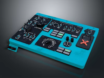 Professional Blue DJ Controller Featuring Knobs Faders Red X Button And Control Panel 3d model