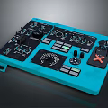 Professional Blue DJ Controller Featuring Knobs Faders Red X Button And Control Panel