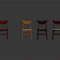 Colorful Set Of Four Dining Chairs With Different Back And Seat Colors