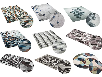 Modern Square Carpet Irregular Pattern Carpet 3d model