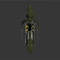 Futuristic Sci Fi Spaceship Model With Metallic Green Gray Exterior And Detailed Cockpit Structure