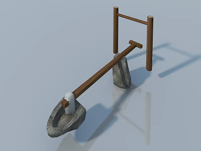 Wooden Swing Door With Stone Base And Natural Design For Home Entrance 3d model