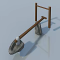 Wooden Swing Door With Stone Base And Natural Design For Home Entrance