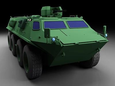 Green Military Tank With Multiple Wheels Front Windshields and Turret Design 3d model